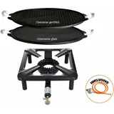Paella World Hockerkocher Gusseisen groß 40x40x14-18 cm mit Zündsicherung