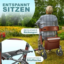Kesser Leichtgewicht Rollator faltbar mit Sitz Braun