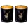 Edzard 2er Set Teelichtglas Fancy, Höhe 8 cm, Durchmesser 7,5 cm, außen schwarz, innen Gold, Teelichthalter, Windlicht mit Hirsch-Motiv