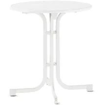 Sieger Klapptisch mit MECALIT®-PRO Tischplatte, Gestell weiß, Tischplatte Marmor weiß ca. 70 cm Ø