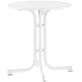 Sieger Klapptisch mit MECALIT®-PRO Tischplatte, Gestell weiß, Tischplatte Marmor weiß ca. 70 cm Ø