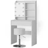 Vicco Schminktisch Laura Weiß 70 cm mit LED Beleuchtung und Hocker