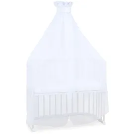 babybay Moskitoschutz und Himmel Piqué mit Band passend für alle Modelle bis 96 cm Länge, weiß Sternemix Sand/azurblau