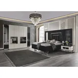 Xlmoebel Komplettschlafzimmer Modernes Schlafzimmermöbel-Set in Hochglanz Weiß mit Stauraum, (4-tlg., 4tlg Schlafzimmer Set(Bett+2x Nachttische+Kleiderschrank), Hergestellt in Europa schwarz