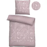 Biberna Melange Flanell, Bettwäsche 80x80cm, 135x200cm - Rose