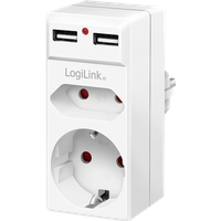 Logilink PA0276 Anschlussdose mit USB-Ladeausgang, erhöhter Berührungsschutz, Überspannungsschutz