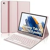 IVEOPPE Samsung Galaxy Tab A8 Hülle mit Tastatur, Tastatur für Samsung Tab A8 10.5" 2022/2021, Bluetooth QWERTZ Layout 7-Farbige Beleuchtung Tastatur mit Stifthalter Galaxy Tab A8 10.5 Zoll, Rosa