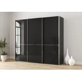 Musterring Schwebetürenschrank MUSTERRING "Imola W", grau (graphit), B:246,3cm H:236cm T:67cm, Floatglas, Holzwerkstoff, Schränke, Schwebetürenschrank, inkl. Einlegeböden und Kleiderstangen, mit Glastüren und Aufleistungen