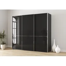 Musterring Schwebetürenschrank MUSTERRING "Imola W", grau (graphit), B:246,3cm H:236cm T:67cm, Floatglas, Holzwerkstoff, Schränke, Schwebetürenschrank, inkl. Einlegeböden und Kleiderstangen, mit Glastüren und Aufleistungen