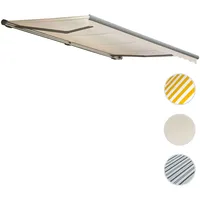 Mendler Elektrische Kassetten-Markise T123, Vollkassette Volant 4,5x3m Polyester Creme,