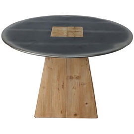 Mendler Esstisch HWC-L76, Tisch Esszimmertisch, rund Industrial Massiv-Holz MVG-zertifiziert 74x120cm, natur mit Metall-Optik