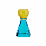 Giftcompany Gift Company Kerzenhalter Sari Konus, Kerzenständer, Kristallglas, Gelb, Blau, 11.5 cm, 1093701010