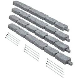 VEVOR Rasenkante in Steinoptik, 1180x95x57 mm realistische Rasenkante, flexible Beeteinfassung in Ziegelgröße mit Verankerungsspitzen, Beetumrandung für Einfahrten, Gehwege, 4er-Set, Grau