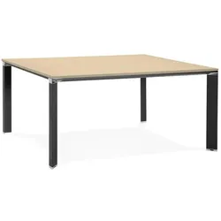 Kadima Design Konferenztisch quadratisch Trend | 160x160 cm | Chrom-Applikationen | xxl Bürotisch | Beige-Schwarz