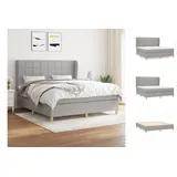 vidaXL Boxspringbett mit Matratze Hellgrau 160x200 cm Stoff