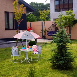 Relaxdays Camping Kindersitzgruppe mit Schirm blau