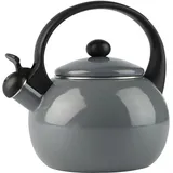 Teekessel Emaille 2,2L | Wasserkessel Induktion & Gas | Retro Kessel Grau