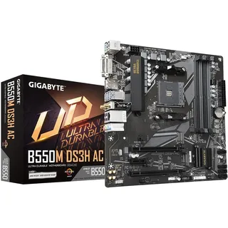 Gigabyte B550M DS3H AC mATX Mainboard Sockel AM4 WIFI/M.2/HDMI/DVI/USB