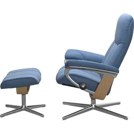 Stressless Relaxsessel STRESSLESS "Consul", blau (lazuli blau), B:82cm H:102cm T:72cm, Sessel, Relaxsessel, mit Cross Base, Größe S, M & L, Holzakzent Eiche, in 2 Bezugsqualitäten lieferbar