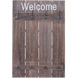 Mendler Garderobenpaneel HWC-C89 Welcome 91 x 60 cm Braun