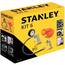 Stanley Pneumatisches Werkzeugset 9045717STN Kompressor Zubehör - Druckluftpistole, Reifenfüller und Spiralschlauch 5M - Druckluftwerkzeuge Set f...