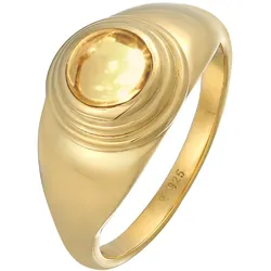 Elli PREMIUM Elli PREMIUM Ring Siegelring Citrin Rund Klassik 925 Silber vergoldet Ringe   Damen 