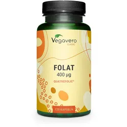 Vegavero Folsäure 400μg | Folat ohne Zusatzstoffe 120 St
