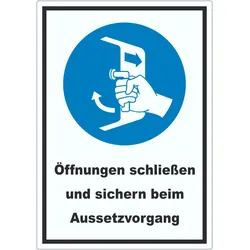 Öffnungen schließen und sichern beim Aussetzvorgang Aufkleber A6 (105x148mm)