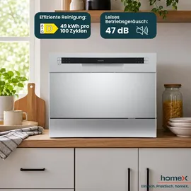 Homex GST6AD-S Tischgeschirrspüler (freistehend, 600 mm, Silber)