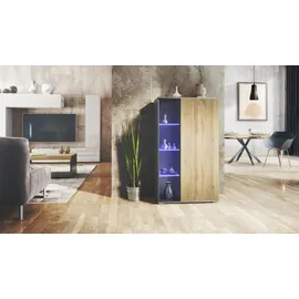 Vladon Standvitrine Davos 71,5 x 134 x 35 cm Braun
