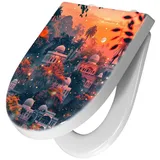 Primedeco WC-Sitz mit Absenkautomatik Motiv Traumhafter Tempel (1-St), Absenkautomatik, Soft-Close orange