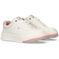 Sneaker TOMMY HILFIGER, Kinder, Gr. 39, bunt (sanftes weiß, rosa), Textil, Synthetik, casual, Schuhe, Retro Sneaker, Basekt Sneaker, Schnürschuh mit farbiger Sohle