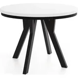 ESSTISCH Strato Black runder ausziehbarer, Weiß 90-190/90/77 cm