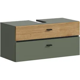 xonox.home Mid.you Waschbeckenunterschrank Aqua Grün, Eiche, Kunststoff, 2 Schublade(n) Schubladen, 75x35x35 cm hängend, Badezimmer, Badezimmerschränke, Waschbeckenunterschränke