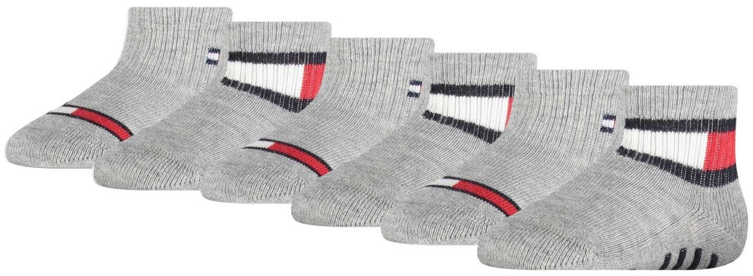 TOMMY HILFIGER Baby Unisex Socken, 6 Pack - FLAG SOCK ECOM, 3 Paar als Stoppersocken Grau 23-26