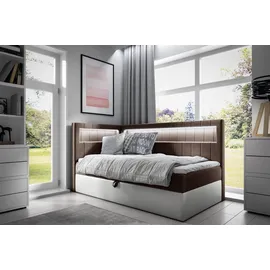 Fun Möbel Kinderbett Fabian 92 x 214 cm Holz hochglänzend braun/weiß