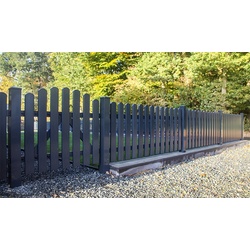 Gartenzaun Kunststoff Rügen - 180 x 100 auf 110 cm - Anthrazit (RAL 7016) - Vollkunststoff - Hochbogen - 10 Jahre Garantie UV- und Farbbeständigkeit