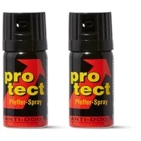 Pfefferspray PROTECT Anti-Dog Direktstrahl/Breitstrahl 15ml 40ml 50ml 63ml Tierabwehrspray zur Selbstverteidigung Reizstoffspray in verschiedenen Sprühvarianten (2X 40ml Breitstrahl)