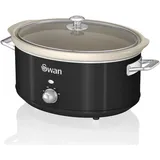 Swan Retro Slow Cooker 6,5L, Antihaft-Keramisches PFOA- und PTFE-freies, Vintage Schwarz,