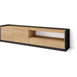 SKRAUT HOME Lowboard 207 cm Eiche Schwarz Holzwerkstoff