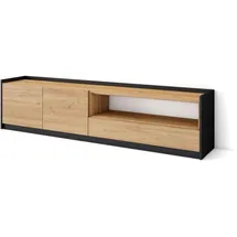 SKRAUT HOME Lowboard 207 cm Eiche Schwarz Holzwerkstoff