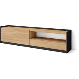 SKRAUT HOME Lowboard 207 cm Eiche Schwarz Holzwerkstoff