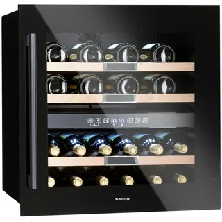 Klarstein Einbau-Weinkühlschrank, 2 Zonen Getränkekühlschrank Klein, Kleiner Weinschrank 85L, Wein-Kühlschrank Klein mit Glastür, Indoor/Outdoor Flaschenkühlschrank, Wine Fridge 36 Flaschen