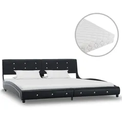 vidaXL Bett mit Matratze Schwarz Kunstleder 180 x 200 cm