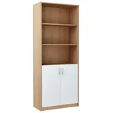 home collective Bücherregal mit 5 Ebenen und 2 Türen Mehrzweckschrank Haushaltsschrank, strapazierfähige Laminatplatte, 16 mm dick, mit 4 Einlegeböden, für Schlafzimmer, Wohnzimmer, Flur sonoma weiß