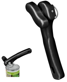 Metaltex Sicherheitsdosenöffner, Deckelöffner aus Kunststoff mit scharfen Schneidrädern aus Inox-Edelstahl, Farbe: schwarz