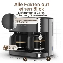 Proficook Doppel Kaffeemaschine PC-KAD 1308 dark-inox