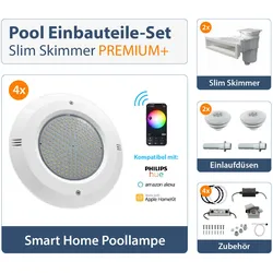 PP Line Set 3 mit 2 Skimmer Slim Astral + 4 Düsen + 2 Spüldüsen + 4 Lampen