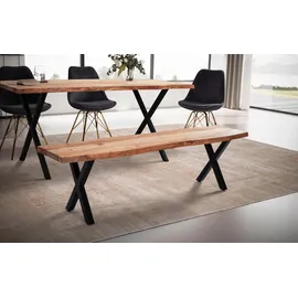 Wohnling Sitzbank Akazie Schwarz 160 x 40 cm