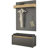 INOSIGN Garderoben-Set »GIRON/ CiTY, Garderobe in Wotan Eiche, moderner Garderobenschrank«, (Komplett-Set, 2 St.), enthält Garderobenpaneel & Schuhbank inkl. Sitzkissen, 100 cm breit,